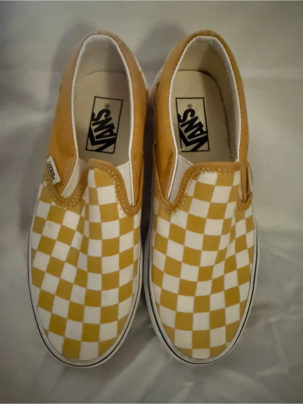 Women’s Vans Classic Checkerboard Slip-On Sneakers - Yellow & White